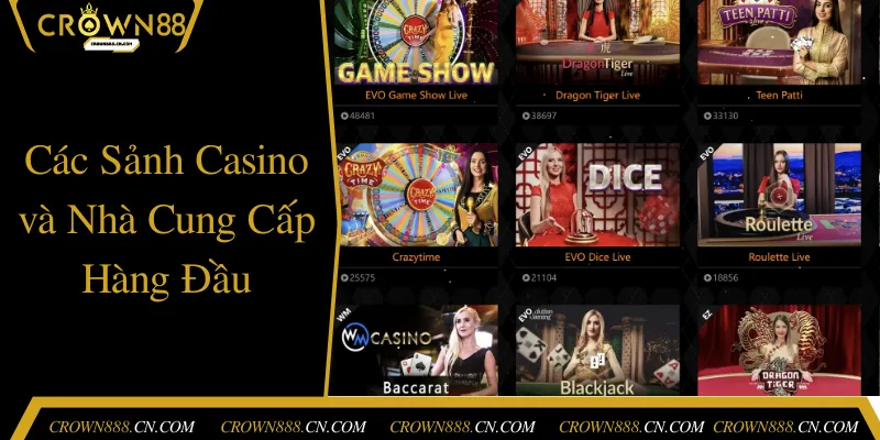Casino Crown88 liên kết với nhiều đơn vị phân phối game